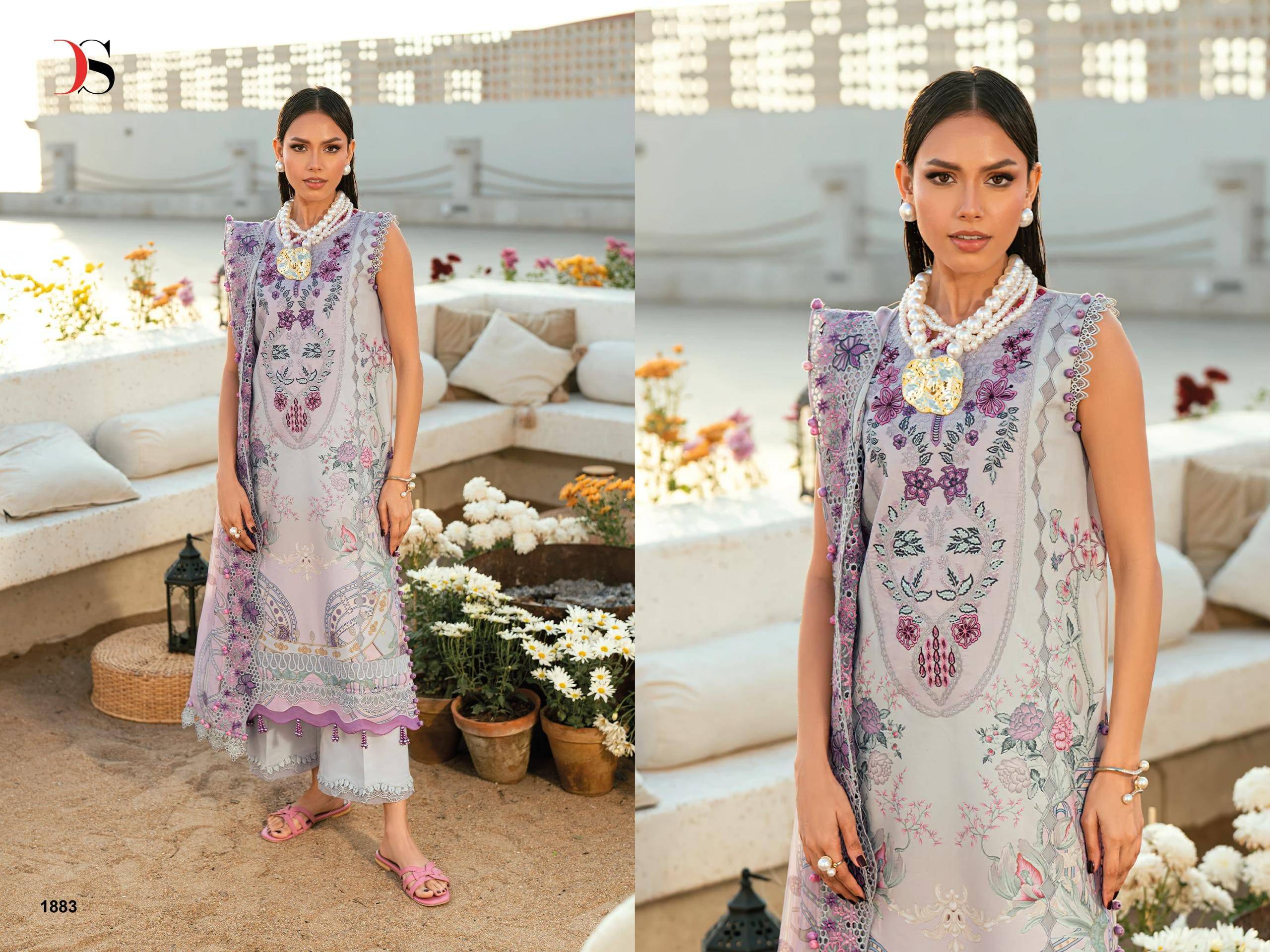 Jade Needle wonder -6 By Deepsy 1881 to 1888 Pakistani Stylish Beautiful Colourful Printed & Embroidered Party Wear & Occasional Wear Pure Viscose Rayon Dresses At Wholesale Price